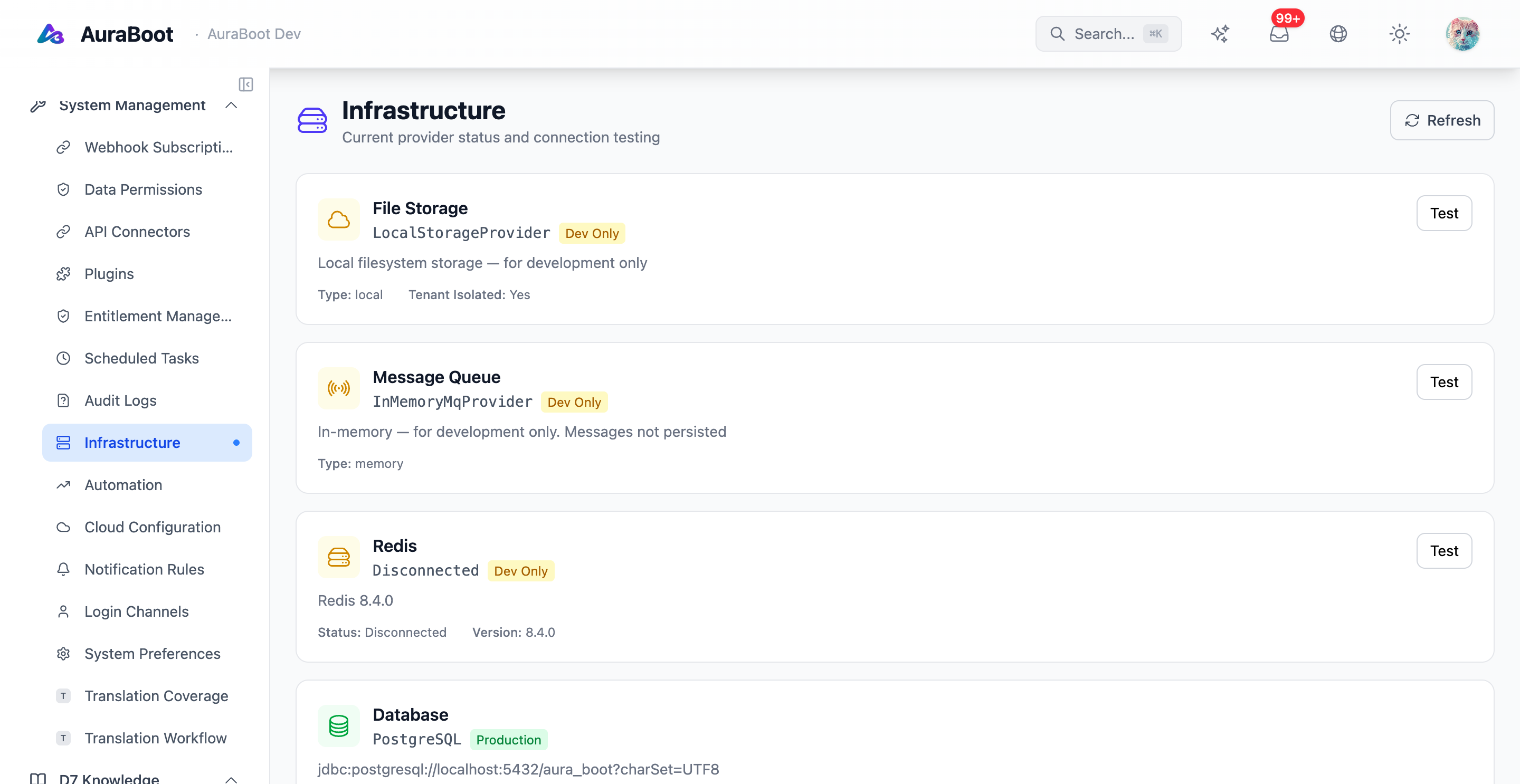 Cluster infrastructure view